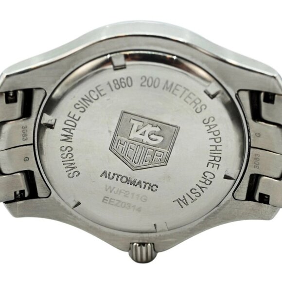 Tag Heuer 39mm Men's Automatic Link Rare Gray Pinstripe Dial SS Watch! WJF211G! - Picture 8 of 9